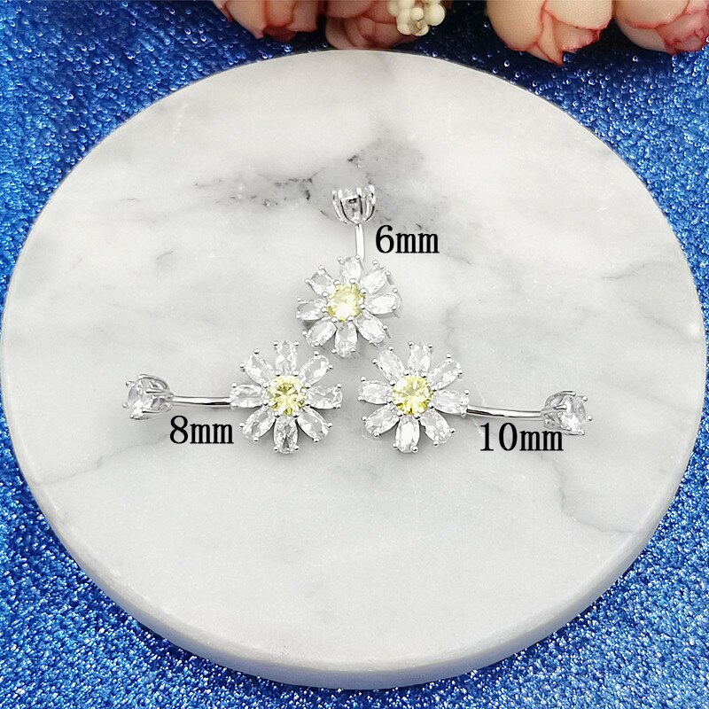 Anneau de nombril en argent Sterling 925, bijoux de ventre en forme de fleur, 1 pièce