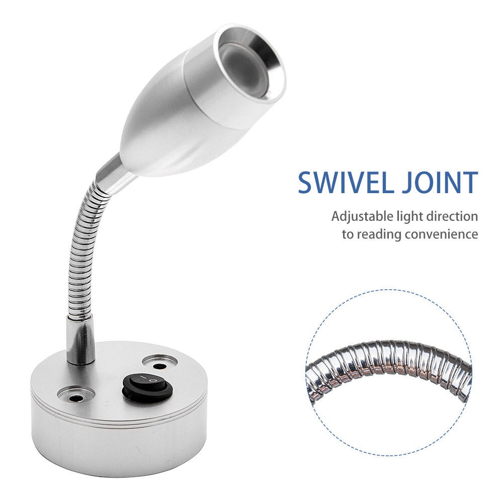 12 V 3 W 6000 K LED Spot Reading Light Switch ON/OFF Camper Caravan Boot Interieur Warm licht