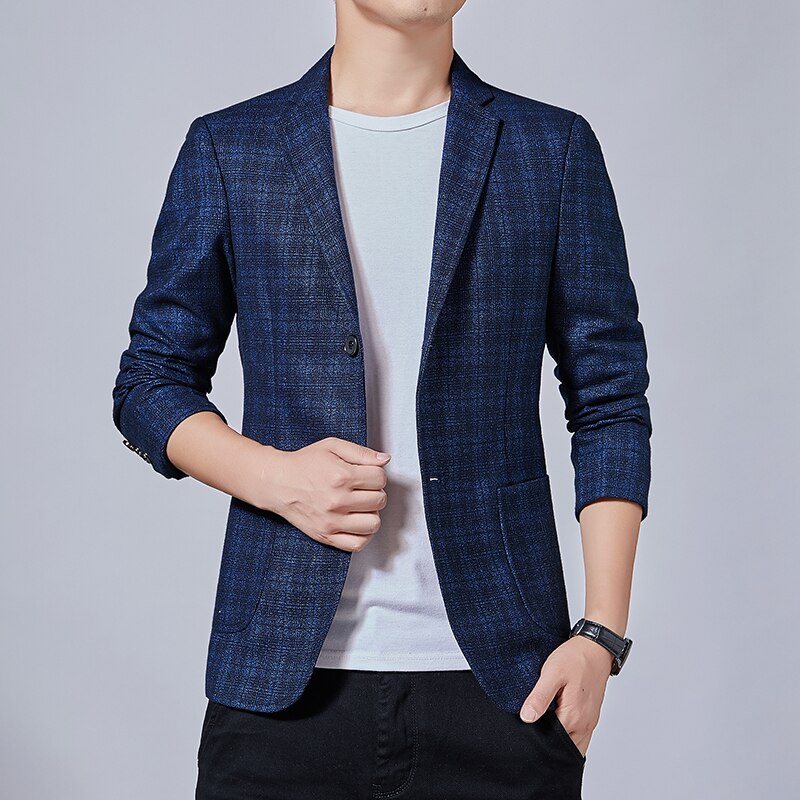 Suit Jacket Men Korean Leisure Business Formal Jacket Slim Best Man Groom Wedding Dress Ironing Mens Suit Jacket Blazers: Navy Blue / XXXL