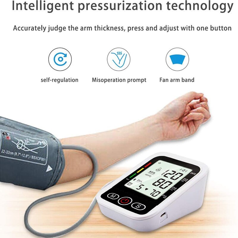 Thuis Bloeddrukmeter Grote Manchet Bovenarm Bloeddrukmeters Automatische Digitale Lcd Medische Bp Hartslagmeter Meter