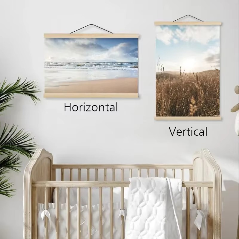 60cm 70cm 80cm 90cm magnetisk plakatophæng teak fyrretræ maleriramme 5 farver træ fotoramme sort hvid lærredsramme
