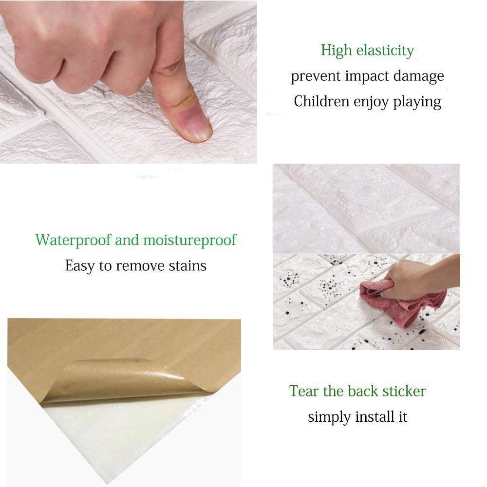 DIY 3D Brick PE Foam Wallpaper Panels Room Decal Stone Decoration Embossed Panels Room Decal Stone Decoration 60cmx30cm#T2