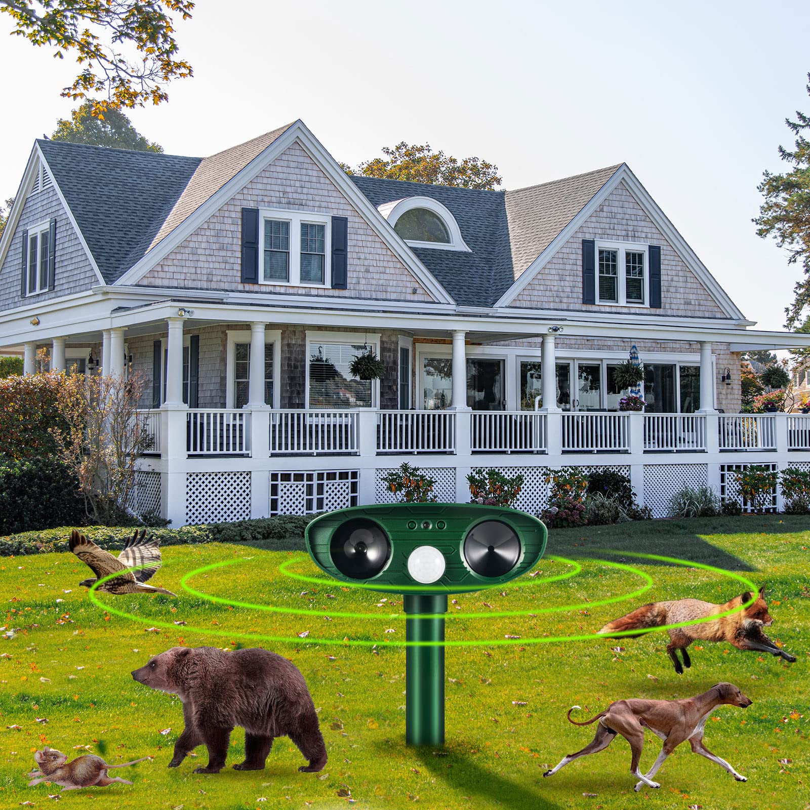 1pc Ultrasonic Animal Repellant Cat Dog Repellant Solar Powered Rechargeable Garden Waterproof Animal Deterrent For Farm Yard