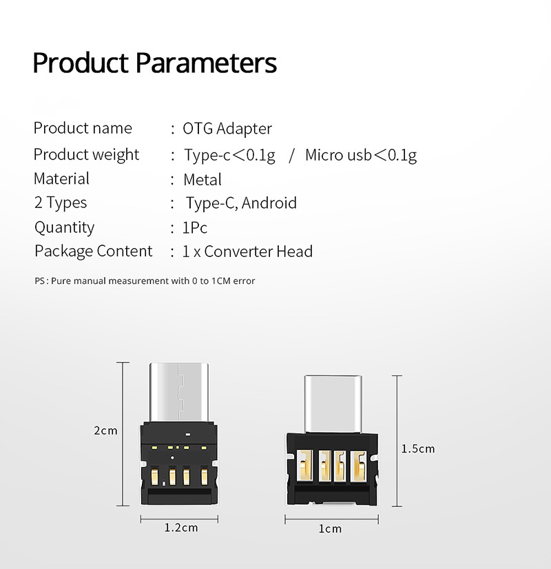 1-5 Stuks Usb 2.0 Otg Adapter USB-C Naar Usb Een Converter Geschikt Voor Macbook Laptop Pc Micro Usb Mannelijke Naar Usb Vrouwelijke Otg Connector