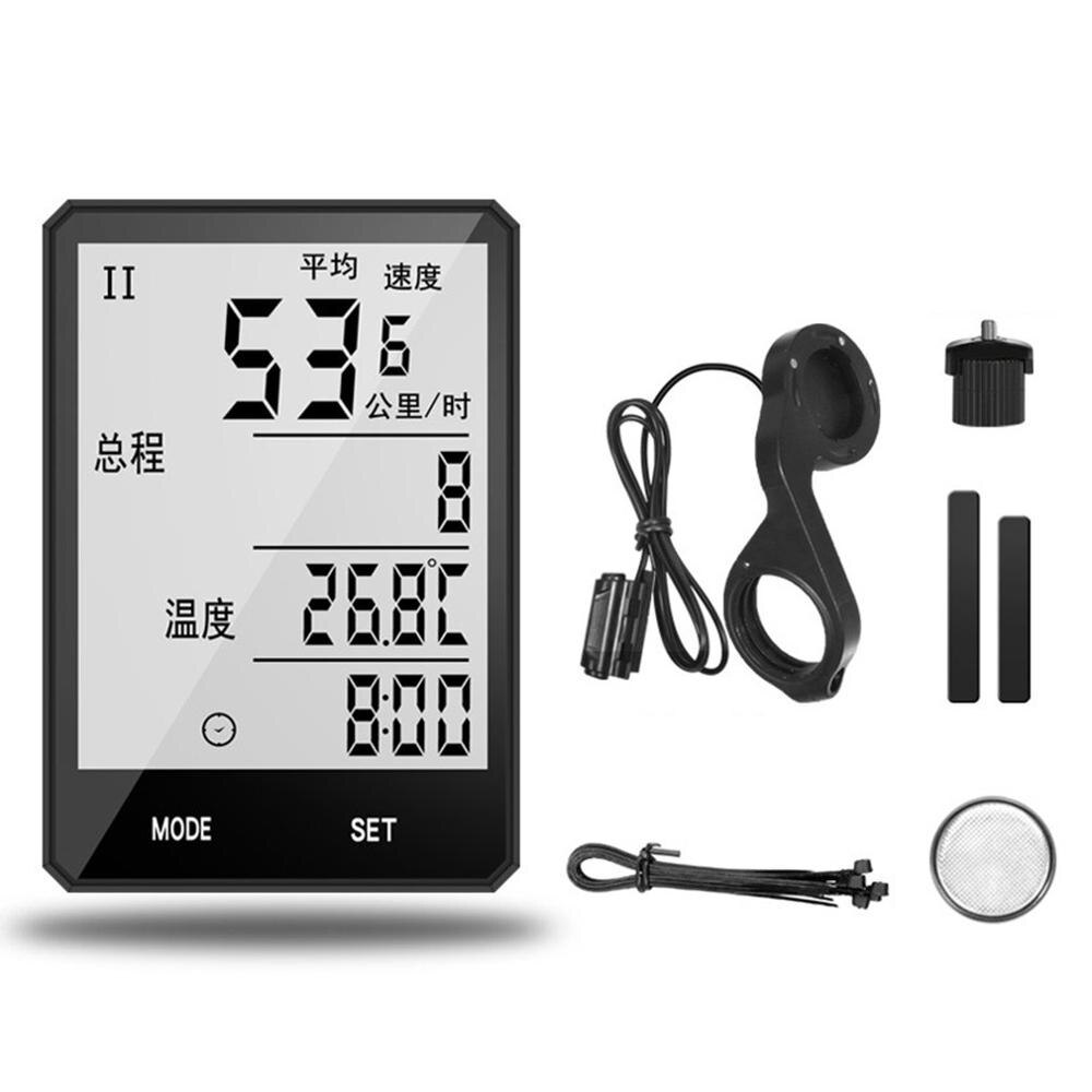 Fiets Computer Met Lcd Digitale Display Waterdichte Fiets Kilometerstand Snelheidsmeter Fietsen Stopwatch Rijden Accessoires Tool: Black
