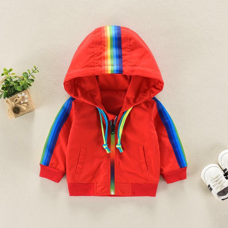 Jongens Meisjes Regenboog Jas Hooded Windbreaker Kinderen Jacket Voor Lente Herfst Kids Kleding Kleding Uitloper Baby Kleding