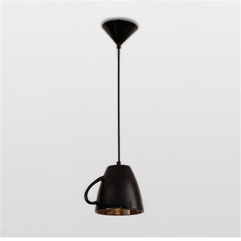 Moderne résine théière pendentif lumières thé tasse suspension lampe cuisine barre/café suspension lampe pour salle à manger décor éclairage Fixturess: black cup