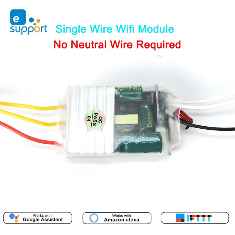 eWeLink Single Live Wire wifi Module 1/2/3gang RF433mhz Switch No Neutral Wire Required MINI DIY Switch Voice control by Alexa