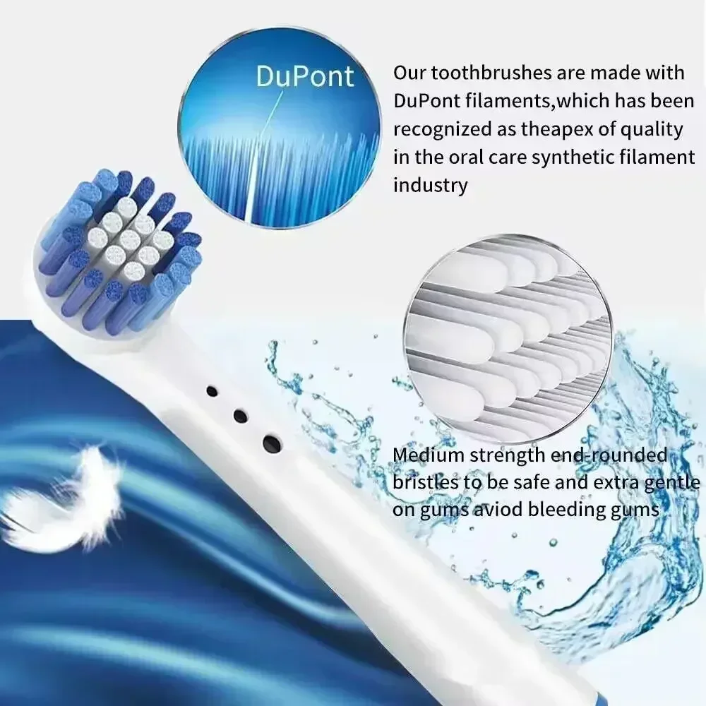 Boquillas de cepillo de dientes eléctrico para Oral B Braun, acción de hilo blanco 3D, limpieza de precisión, cuidado de las encías, cabezales de cepillo de dientes universales para OralB