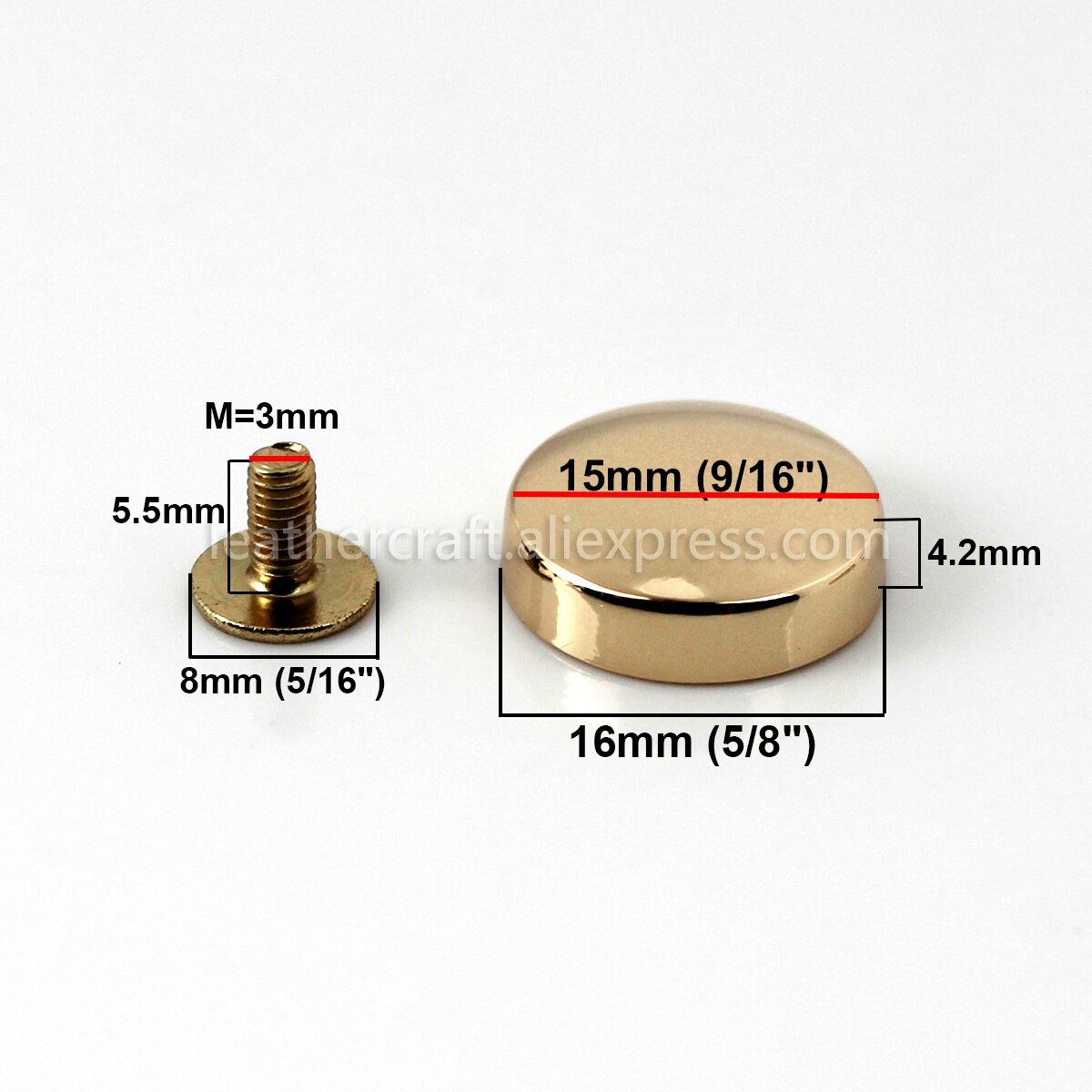 4 Stück Metall-Rundnieten mit Schraubverschluss, Nieten, Nagelbolzen für Kleidungsstücke, Lederhandwerk, Gürteltasche, Geldbörse, Dekoration, Hardware-, 16 mm