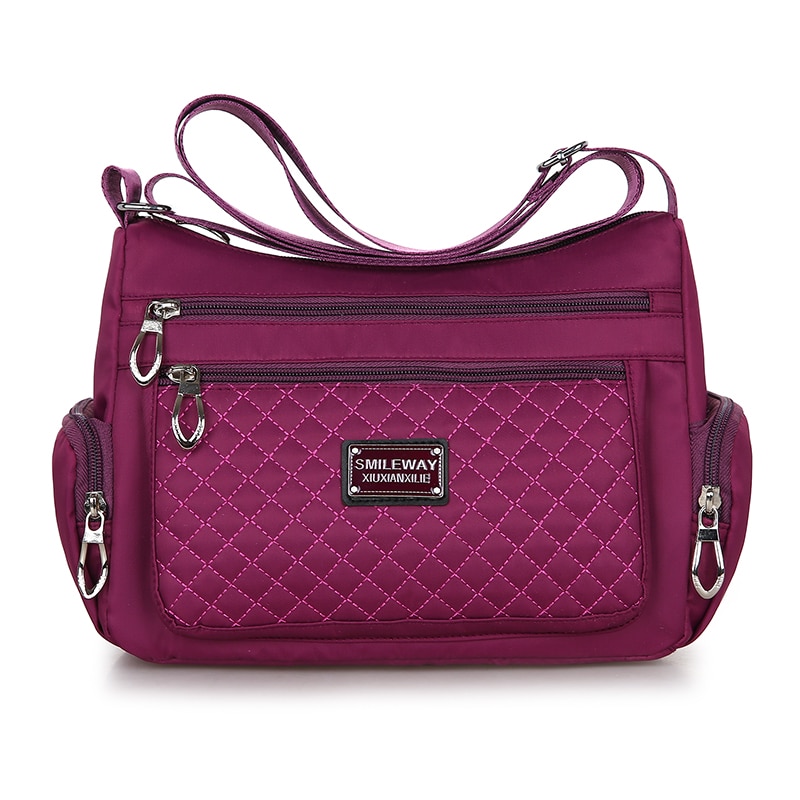 Mode Waterdichte Nylon Vrouwen Messenger Bags Carteira Vintage Zwervers Dames Handtas Vrouwelijke Crossbody Tassen Schoudertassen: plum