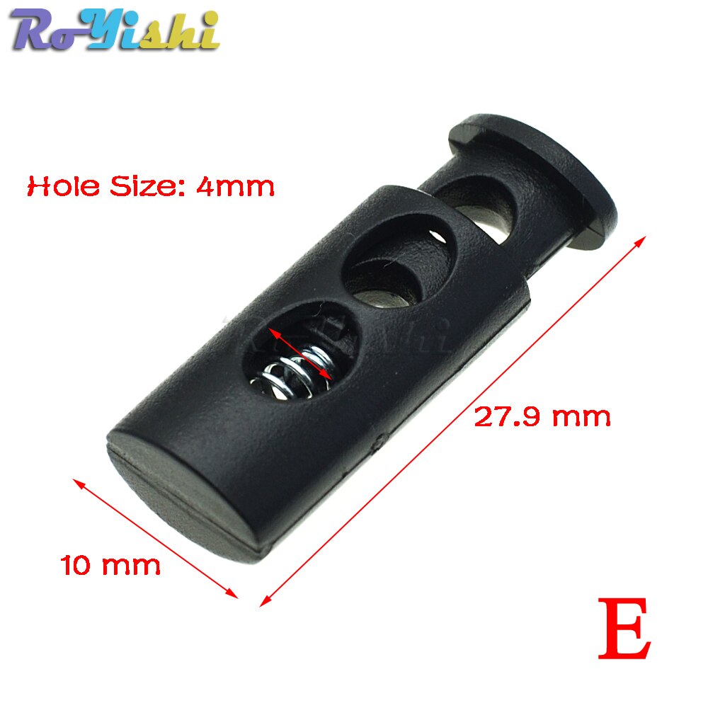100 Stks/pak Cord Lock Toggle Clip Stopper Plastic Black Voor Tassen/Kleding