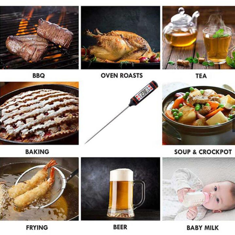 Lcd digitaalinen keittiöanturi lämpömittari ruoka ruoanlaitto ruoka neste digitaalinen lämpömittari liha bbq maitoanturi keittiön turskaa