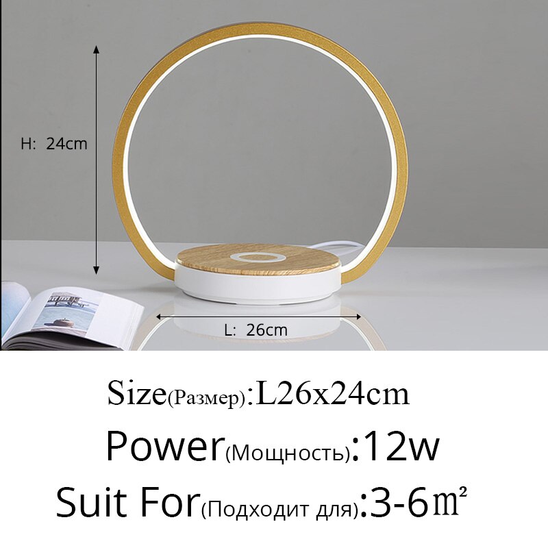 Moderne Tafel Lampen Voor Slaapkamer Studie Leeslampjes Nachtkastje Oog Beschermen Touch Dimmen Verlichting Luminaria Telefoon Draadloos Opladen: round golden