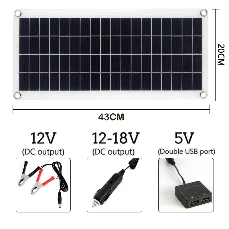 1000W Panel słoneczny 12V Ogniwo słoneczne 10A-60A Kontroler Panel słoneczny do telefonu RV Samochód MP3 Ładowarka PAD Zasilanie akumulatorowe na zewnątrz