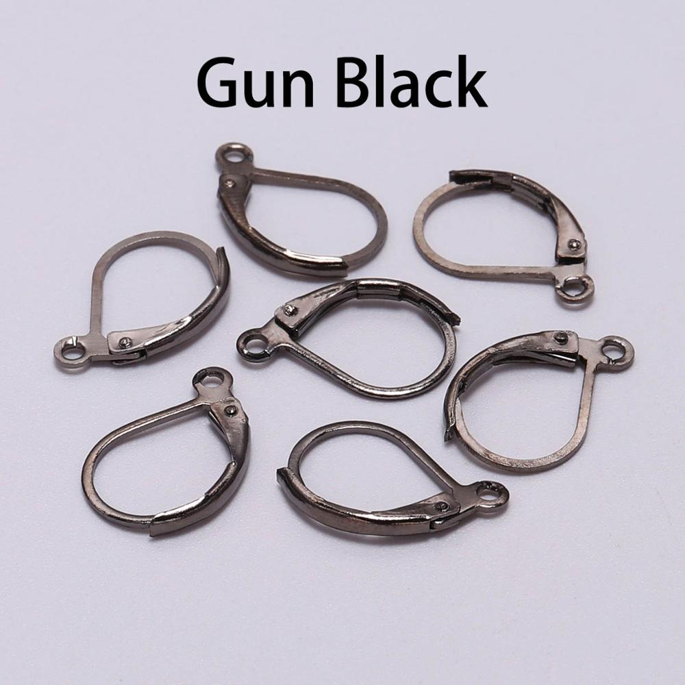 20 stk/parti 15*10mm guld fransk arm ørering kroge tråd indstillinger base bøjler øreringe til gør-det-selv smykker fremstilling forsyninger: Pistol sort