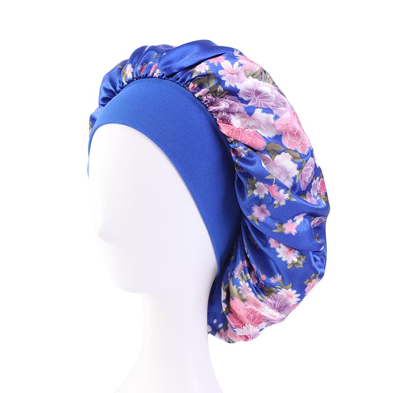 Gorro de satén liso con ajuste para el cabello para mujer, gorro de seda para dormir de noche, accesorios de estilismo para el cabello, 36cm: Navy