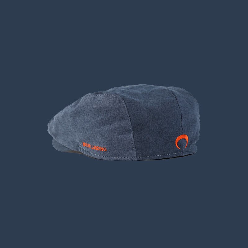 Vrouwen Hoeden Herfst Winter Retro Maan Geborduurde Forward Cap Meisje Niche Wilde Baretten Koreaanse Versie Van Reverse Caps Detective Hoed: Navy Blue