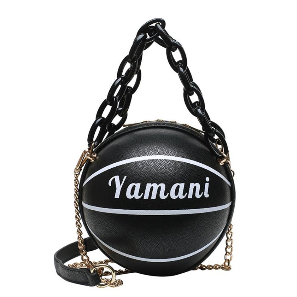 Round Handbags PU Leather Teenagers Women Zipper Shoulder Bag Football Basketball Shape Funny Messenger Bag: 5