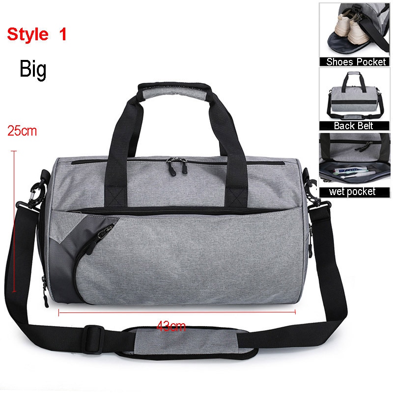 Men Gym Bags For Training Bag Tas Fitness Travel Sac De Sport Outdoor Sports Swim Women Dry Wet Gymtas Yoga Shoes Bag XA103WA: Style 1 Grey