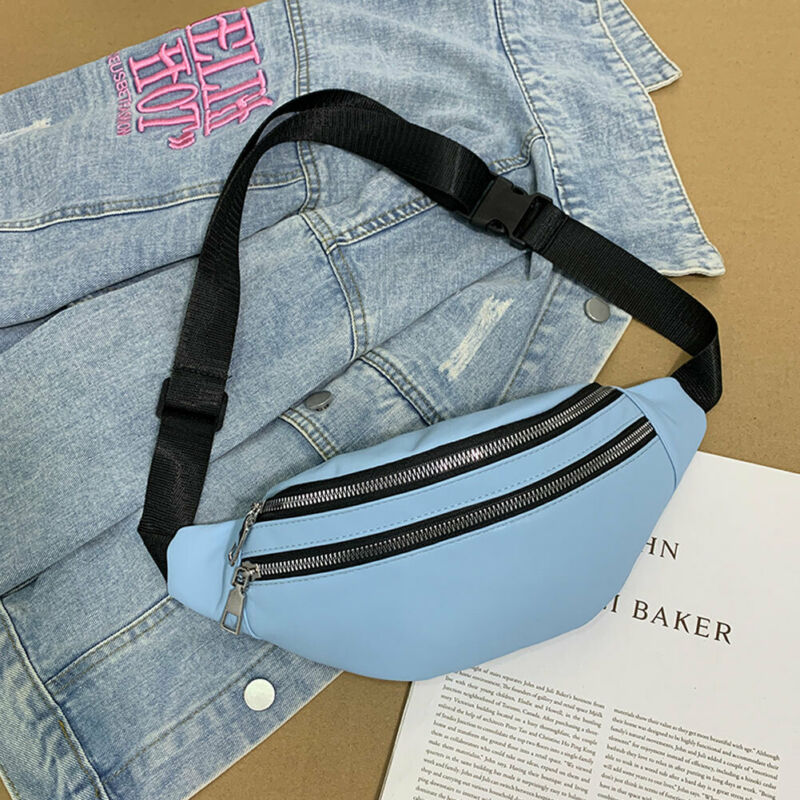 Women Waist Fanny Pack Belt Bag Travel Hip Bum Bag Small Purse Chest Pouch: Blue