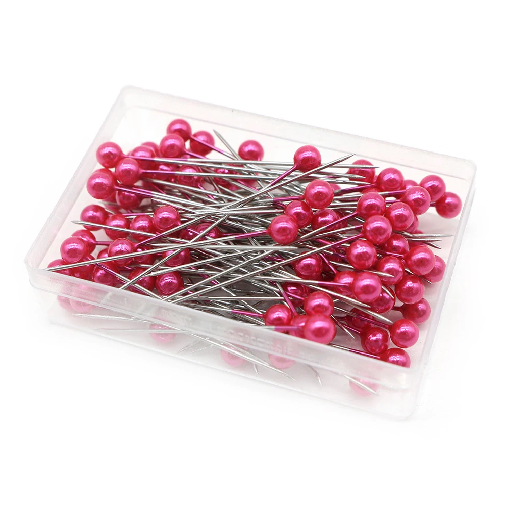 100Pcs/Box Colorful Round Pearl Head Needles Stitch Straight Push Sewing Pins Dressmaking DIY Accessories Positioning Tools: GRAY