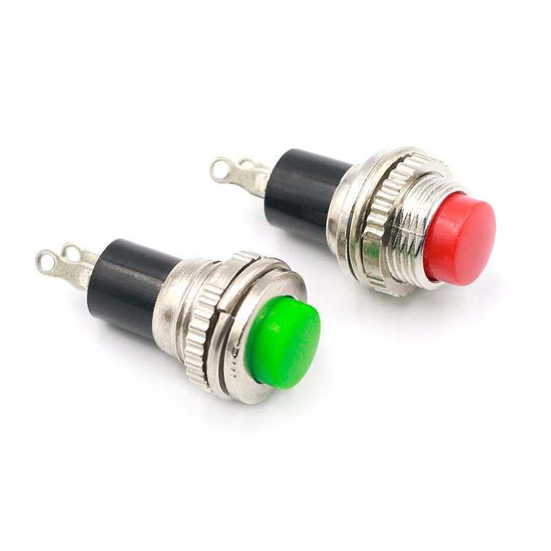 10pcs White Red Green Blue Black Yellow Panel Mount Round Normal Open NO 10mm Momentary OFF-(ON) Push button Switches DS-314