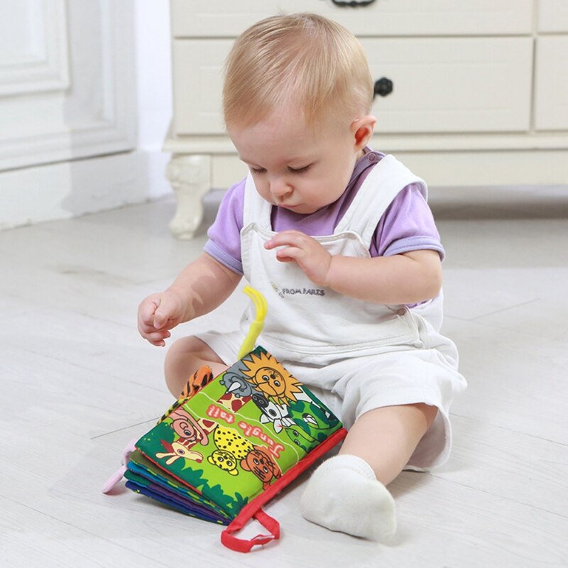 Baby Baby Doek Boeken Cartoon Dier Patroon Baby Zachte Activiteit Crinkle Doek Boeken Educatief Speelgoed