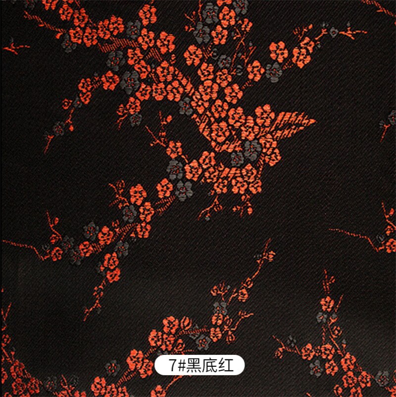 Retro jacquard pattern brocade cloth satin fabric jacquard pattern flower cloth and seam uniform cheongsam DIY: Black / 45X90cm (0.5 yards)