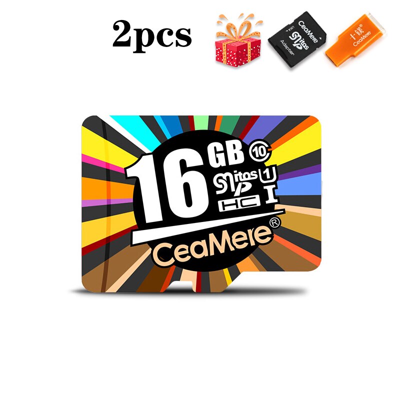 Ceamere 2Pcs Micro Card Class10 8Gb Class6 16Gb/32Gb U1 64Gb/128Gb/256Gb U3 Geheugenkaart Flashgeheugen Micro Tf Voor Smartphone: SM-TF-XC16GB-2pcs