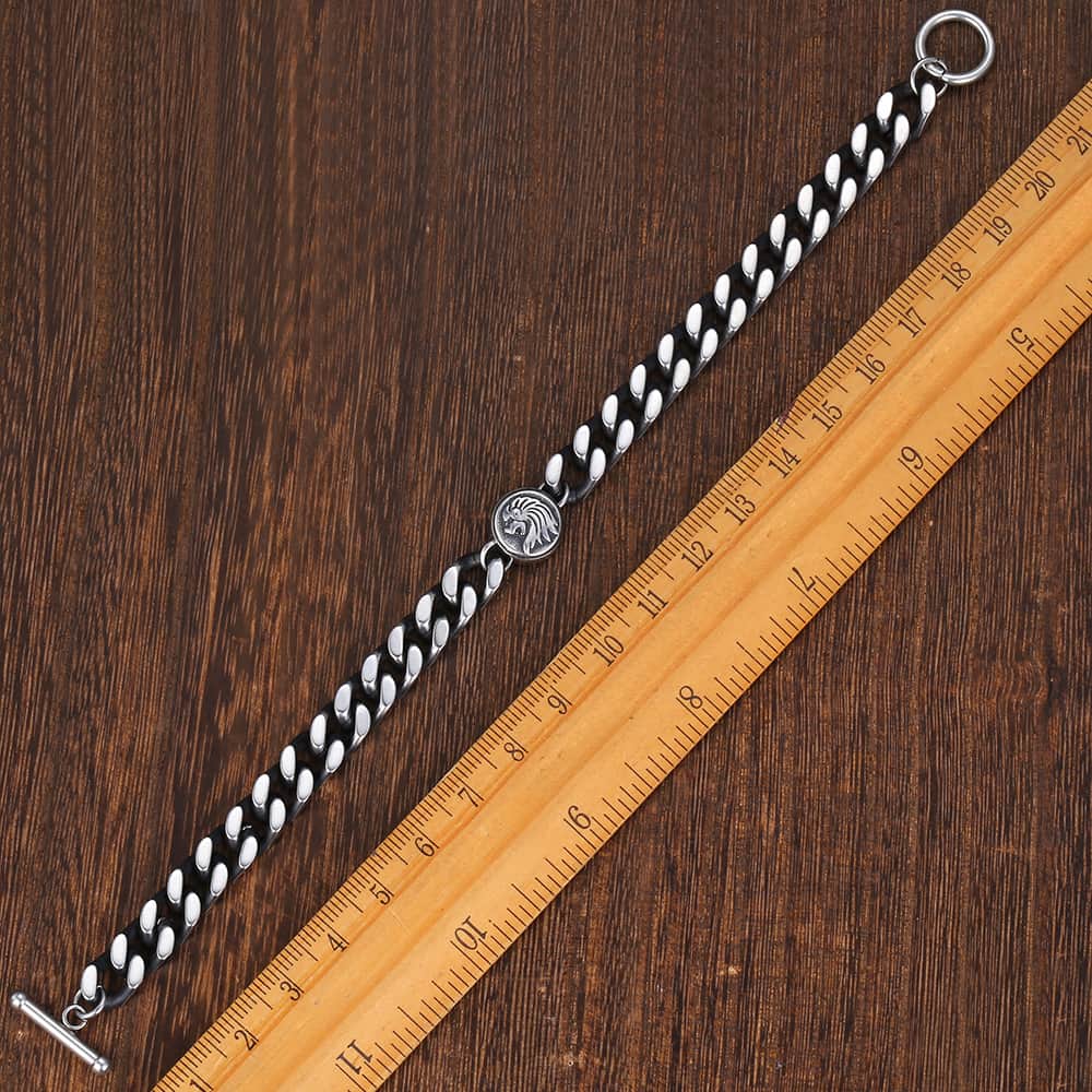 Lion Charm Men's Bracelets Curb Cuban Link Chain Stainless Steel Bracelet For Male Jewelry 8mm KDB22