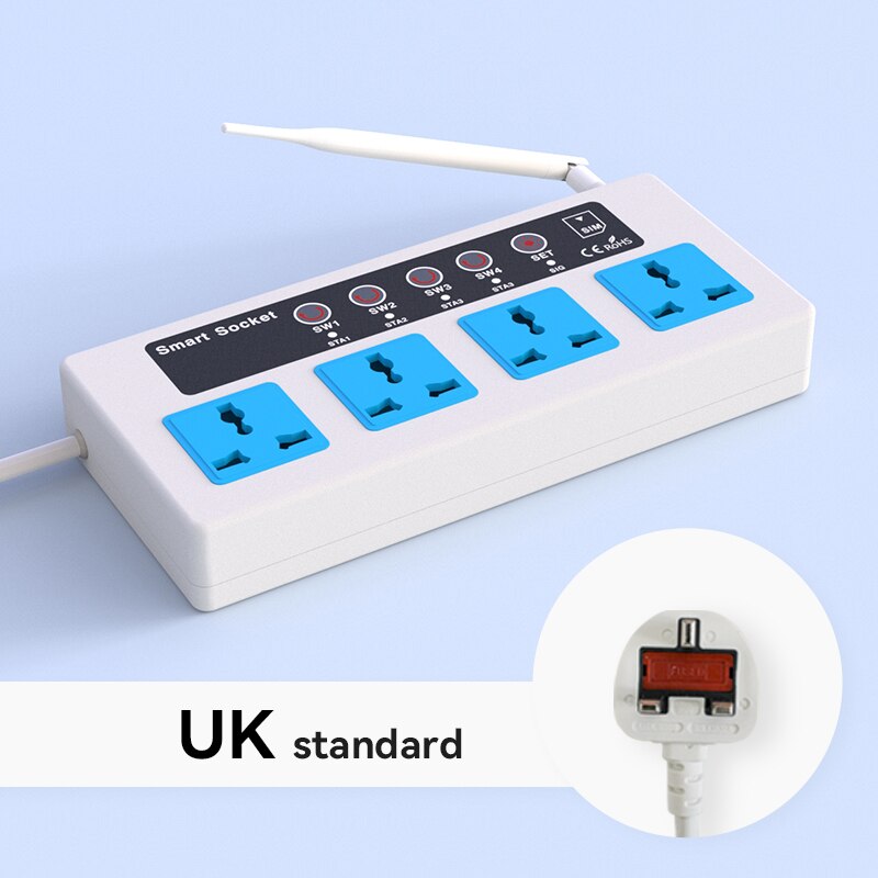 Gsm sms draadloze afstandsbediening slimme schakelaar stekkerdoos jack controller 4 -kanaals relais met temperatuursensor
