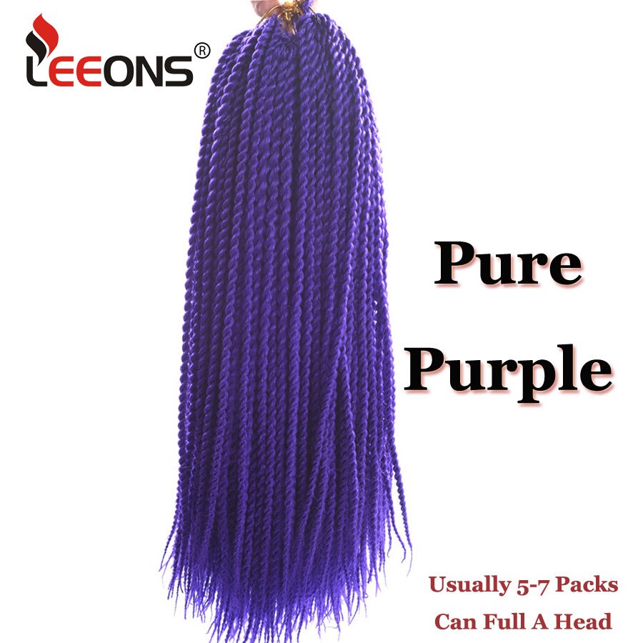 Leeons Small Senegalese Twist Braids 18 inch 30 Roots Synthetic Crochet Hair Extensions Ombre Braiding Hair 15 Colors Available: M#Purple