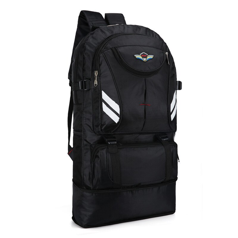 60L Waterproof Outdoor Travel Backpack Camping Trekking Bag for Man Woman Climbing Hiking Rucksack Fishing Cycling Backpack: Black-B