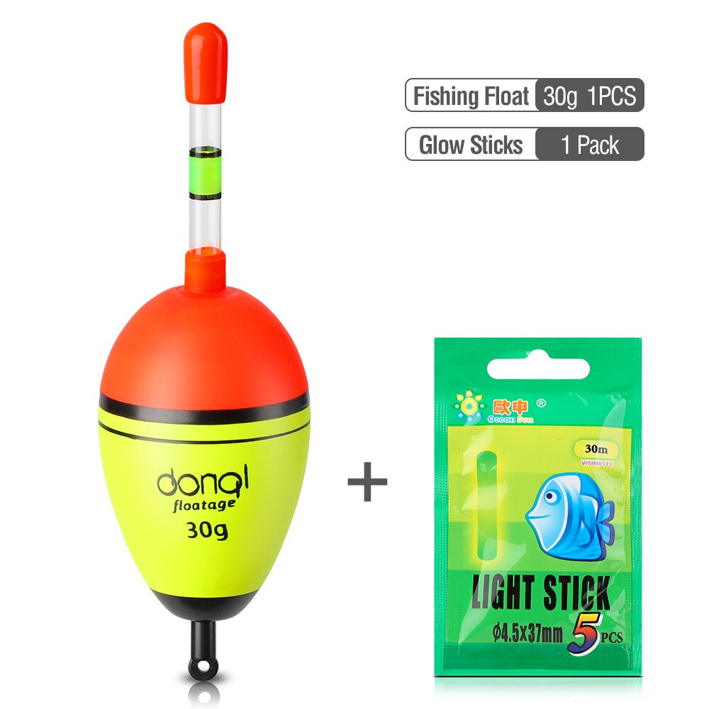 DONQL EVA Night Fishing Float Luminous Glowing Buoy 1pcs Floating Force 5g-50g with Fluorescent Light Stick Fishing Tools: Floating Force 30g