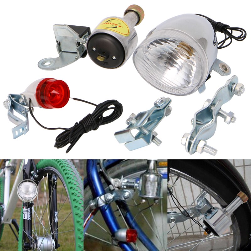 Bicycle Motorized Bike Friction Dynamo Generator Head Tail Light With Acessories