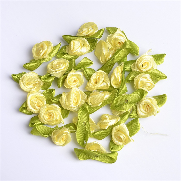 Mini Roses artificielles en soie, 500 pièces, 1.5cm, ruban en Satin, fleurs, fait à la main, décoration de mariage: Yellow