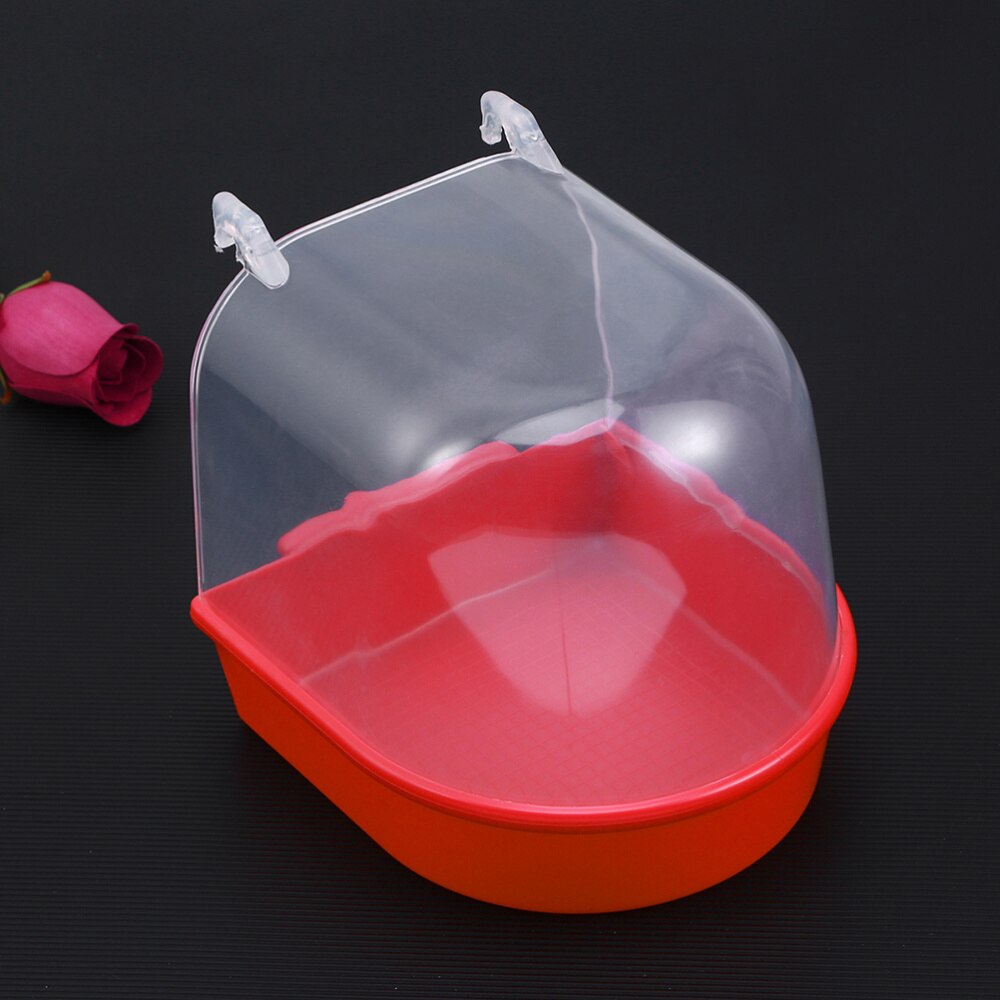 Caged Bird Bath Multi Cage Bird Bath Covered for Small Brids Canary Budgies Parrot (White): Red 1