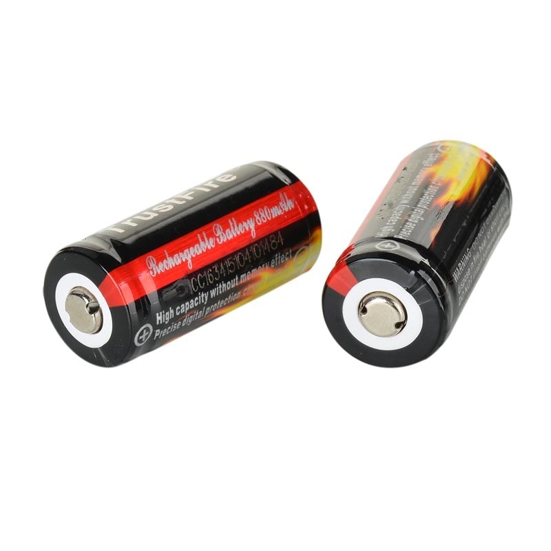 TrustFire – Batteries Lithium 16340, 880mAh, 3.7V, rechargeables, avec Protection PCB, 2 pièces/lot, 16340