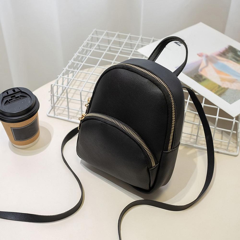 Mode Kleine Rugzakken Vrouwen Retro Multifunctionele Mini Rugzak Vrouwelijke Schoudertassen Crossbody Pouch Voor Tiener Meisjes: Black