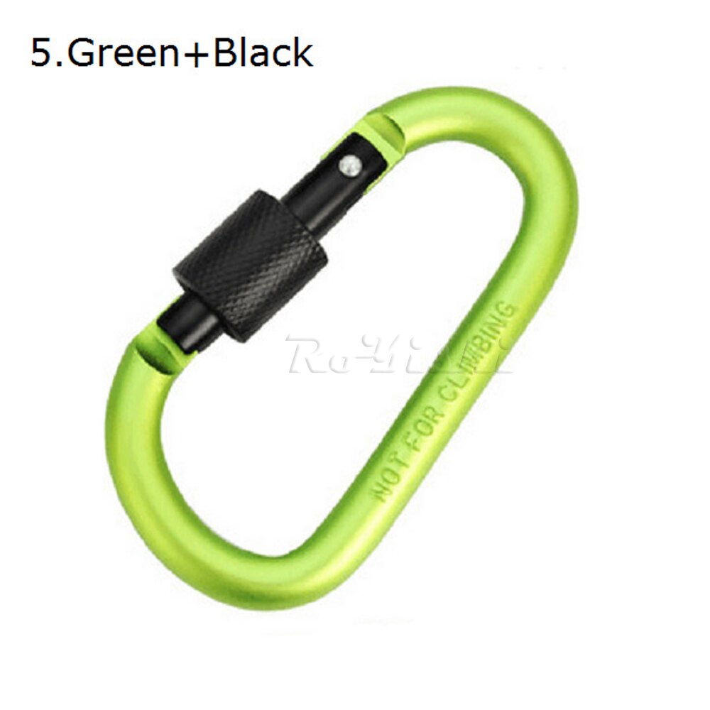 1 stuk aluminium karabijnhaak d-ring sleutelhanger clip karabijnhaak karabijnhaak camping sleutelhanger 8 kleuren: 5 groen zwart