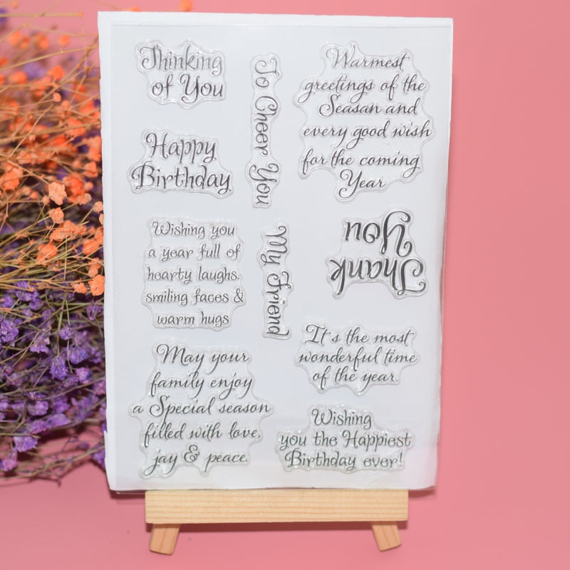 Rubber Silicone Clear Stamp for Card Making Decoration and Scrampbooking Thinking of You Letters Words Sentiment
