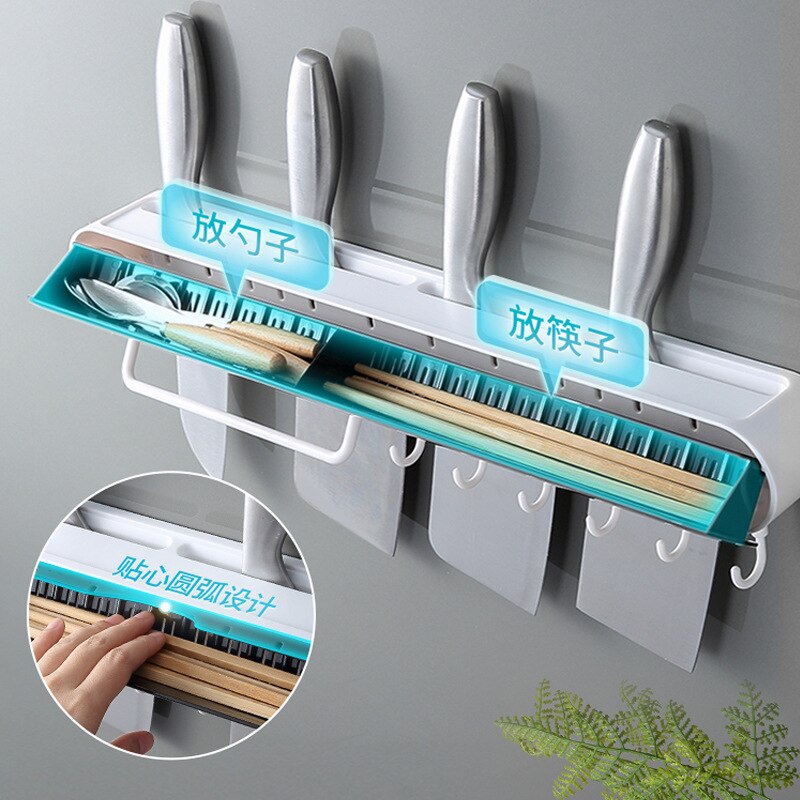 Multifunctional wall-mounted kitchen knife holder knife chopsticks cage integrated shelf kitchen knife storage rack