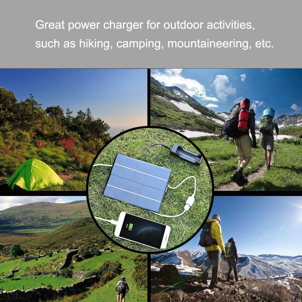 Panel Solar de silicio policristalino, célula Solar para cargador de energía, puerto USB 3,5, carga de batería, 18650 W, 5V