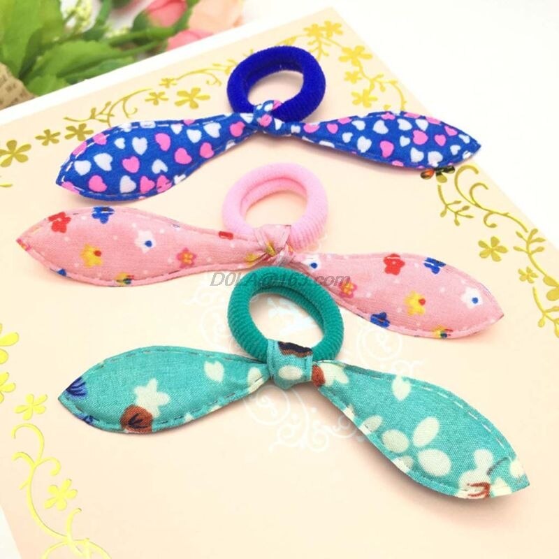 100Stck freundlicher Elastische Haar Band Nette Bogen Kaninchen Ohren Stirnband Haar Saiten