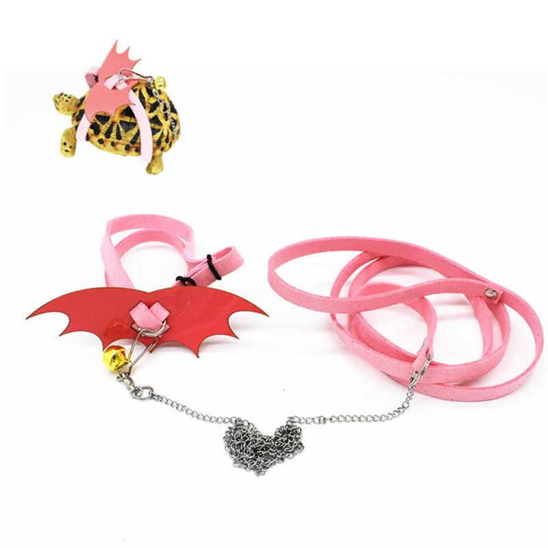 1 sztuka zwierzę domowe żółw zestaw smycz i uprząż kreatywne szelki smycze ze skrzydłami śliczne żółw Klatka piersiowa powrót smycze dla zwierzę domowe na wolnym powietrzu podróż: różowy