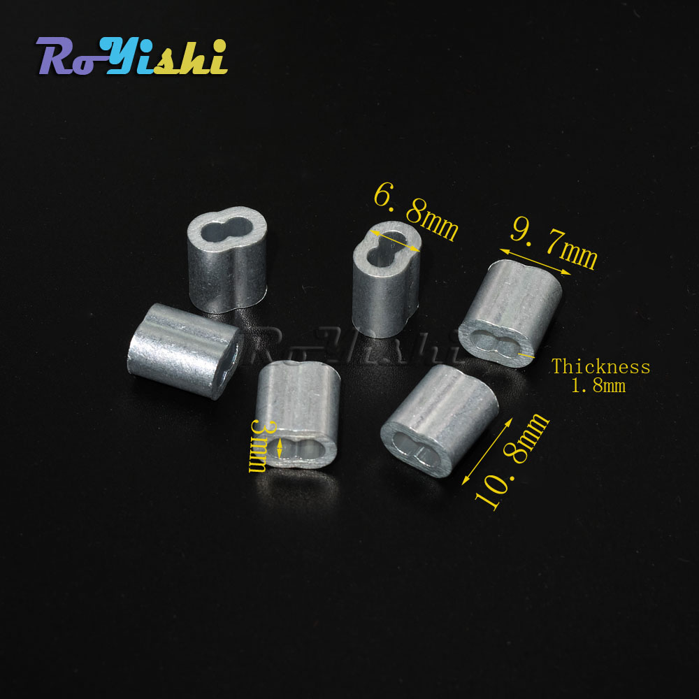 10pcs/pack 3mm Aluminum Cable Crimps Sleeves Rope Clip Fittings Loop Sleeve