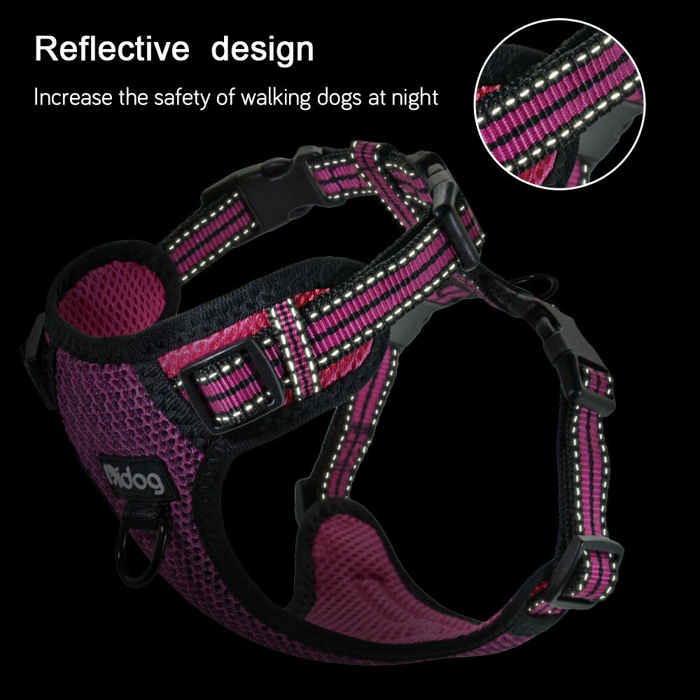 Nylon Kleine Hond Harnas Reflecterende Bull Dog Harness Stap In Flanel Huisdier Pug Harnassen Voor Kleine Middelgrote Honden Blauw Roze xs Sml