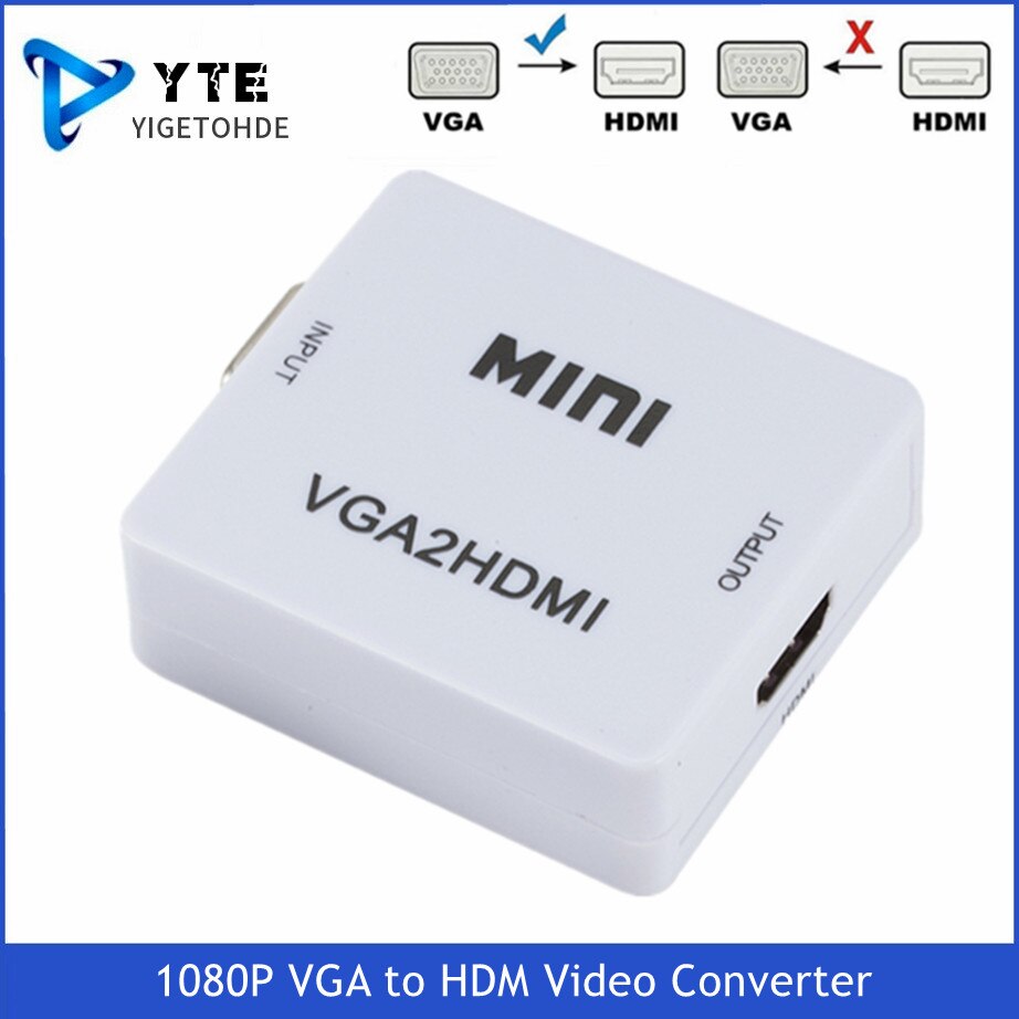 Yigetohde Hd 1080P Vga Naar Hdmi-Compatibel Video Adapter Converter VGA2HDMI Converter Met Audio Voor Pc Laptop Naar hdtv Projector