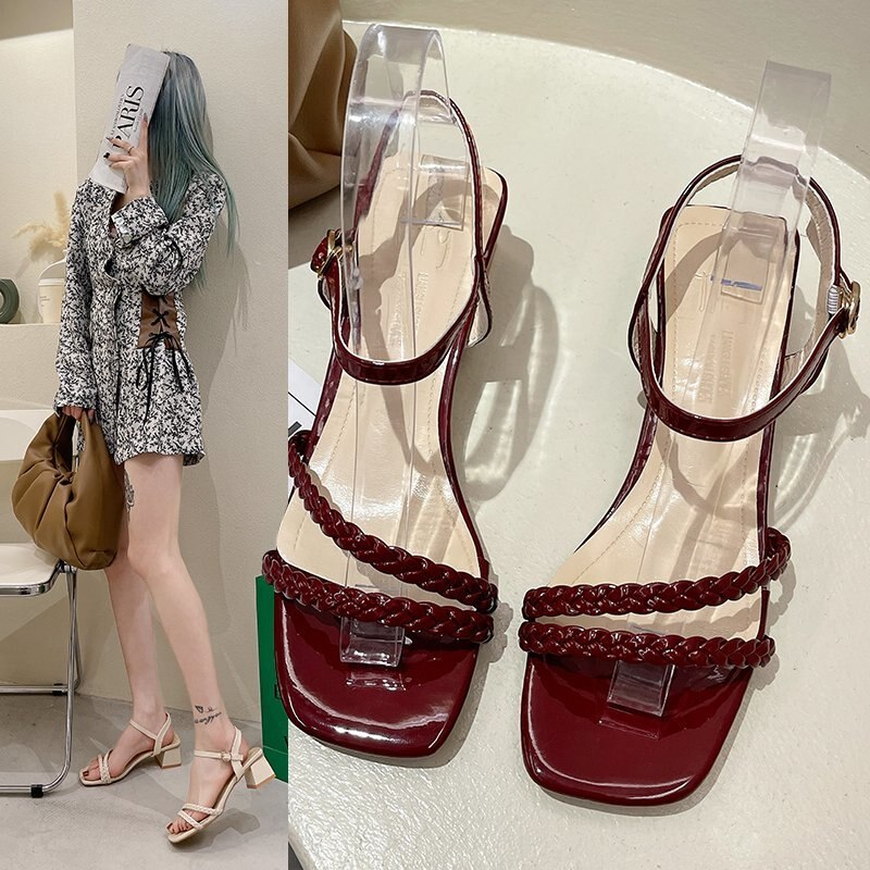 Zapatos de tacón alto con punta abierta para mujer, calzado de vestir, náuticos, de boda, informales, 5CM, para verano,